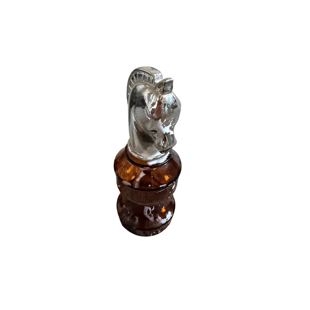 Vintage Avon Smart Move Wild Country After Shave Chess Knight Amber Glass Bottle